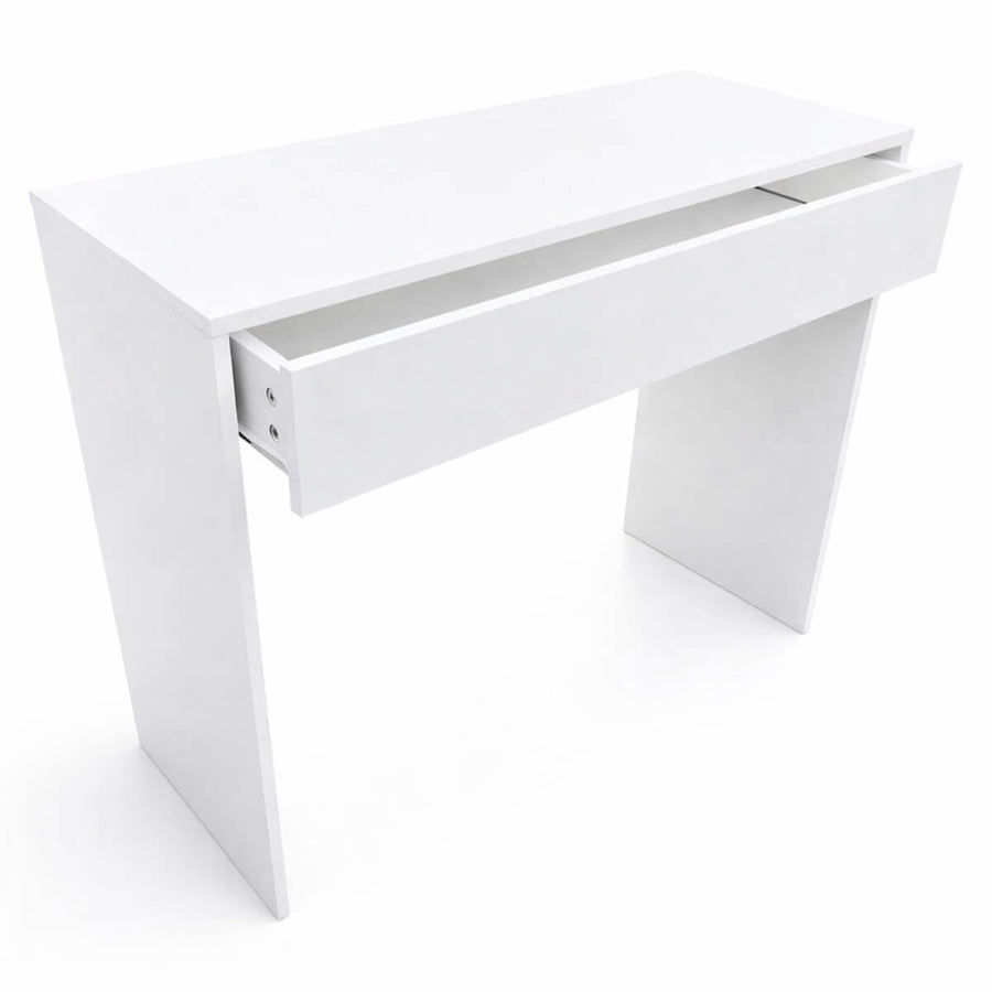 Hollywood-sminkbord 91 x 35 x 76 – LED-spegel, bred låda, vit