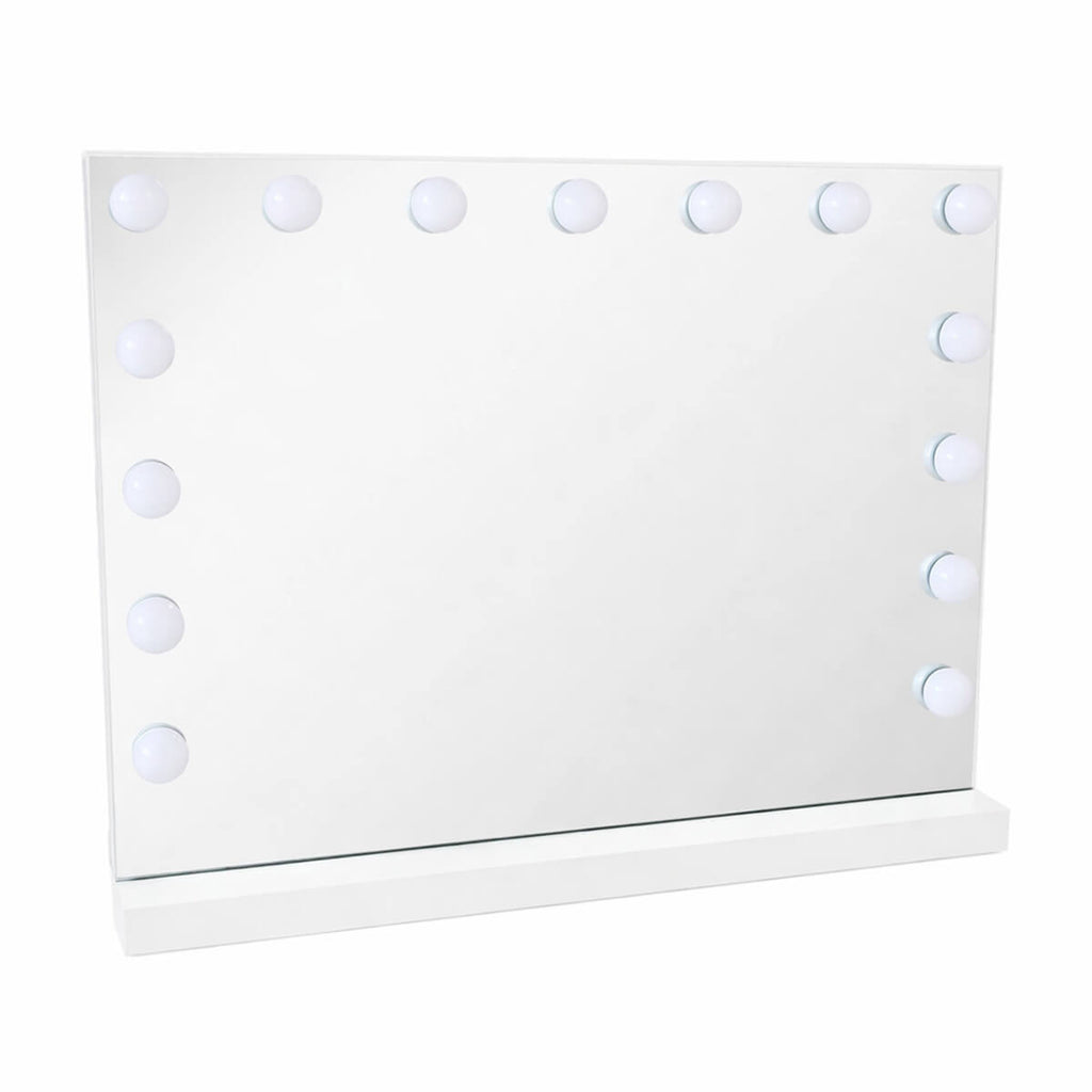 Hollywood-meikkipöytä 91 x 35 x 76 – LED-peili, leveä laatikko, valkoinen