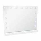Hollywood-meikkipöytä 91 x 35 x 76 – LED-peili, leveä laatikko, valkoinen