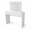 Hollywood-meikkipöytä 91 x 35 x 76 – LED-peili, leveä laatikko, valkoinen