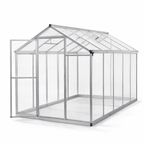 Lund & Leaf Hybridväxthus 5,4 m², robust ram, genomskinliga väggpaneler, sockel, grå