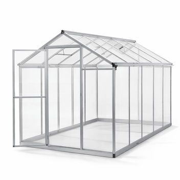 Hybridikasvihuone 5,4 m² – 302 x 190 x 195 cm, polykarbonaattikatto, harmaa