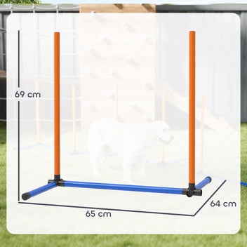 Koiran agility-pujottelukepit, suora tai porrastettu, maapiikit ja kantolaukku, oranssi