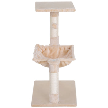 Kissan raapimispuu riippumatolla ja kolmella sisalpylväällä, 70 cm, beige