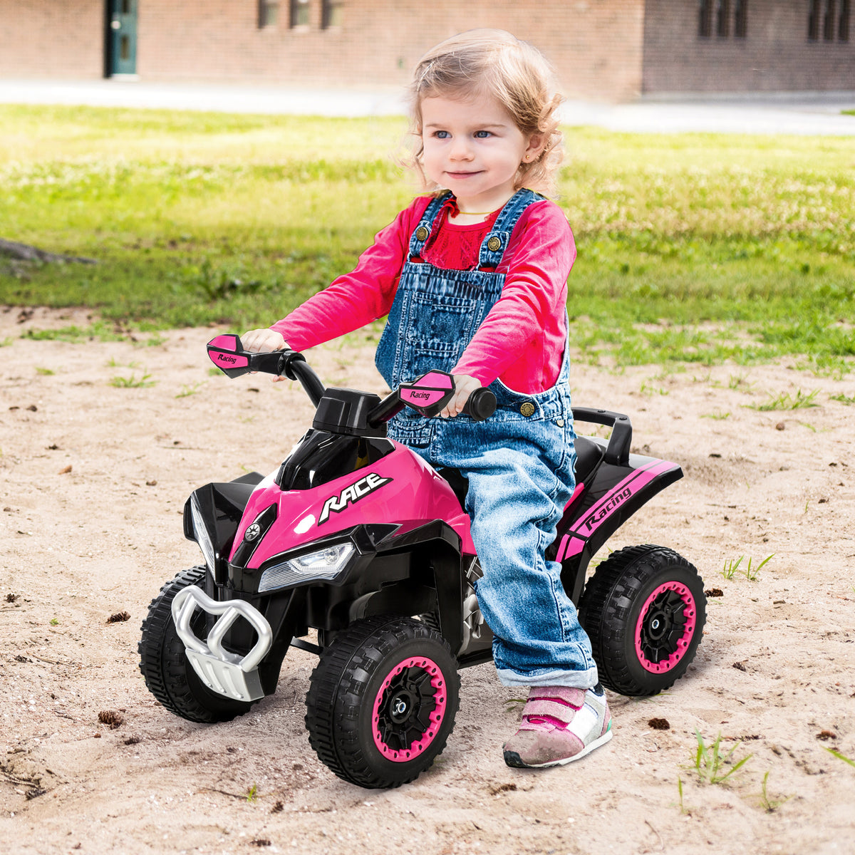 Lasten potkuauto LED-ajovaloilla ja musiikilla, 18–36 kk, pinkki