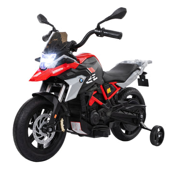 Lasten sähkömoottoripyörä BMW G 310 GS 12V litiumakulla, kahvakaasu, tukipyörät, punainen