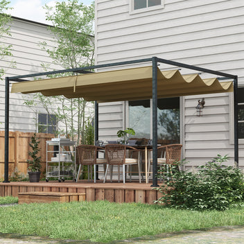 Pergola liukukatolla, 4 x 3 m, khaki
