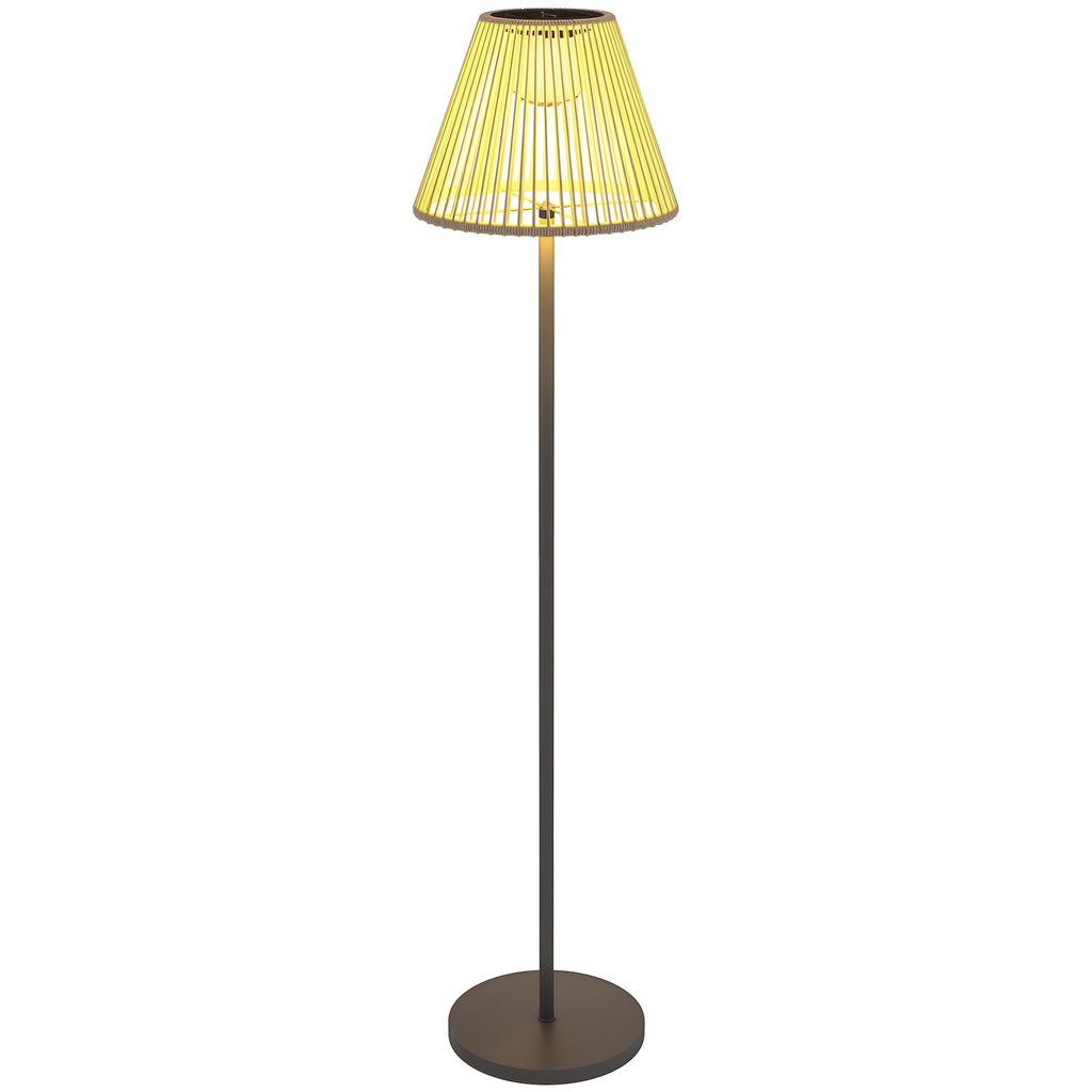 Boho-tyylinen aurinkovalaisin rottinkivarjostimella, Ø33 x 135 cm, harmaa