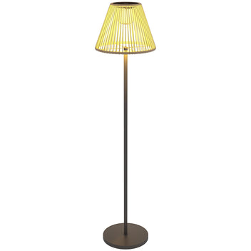 Boho-tyylinen aurinkovalaisin rottinkivarjostimella, Ø33 x 135 cm, harmaa