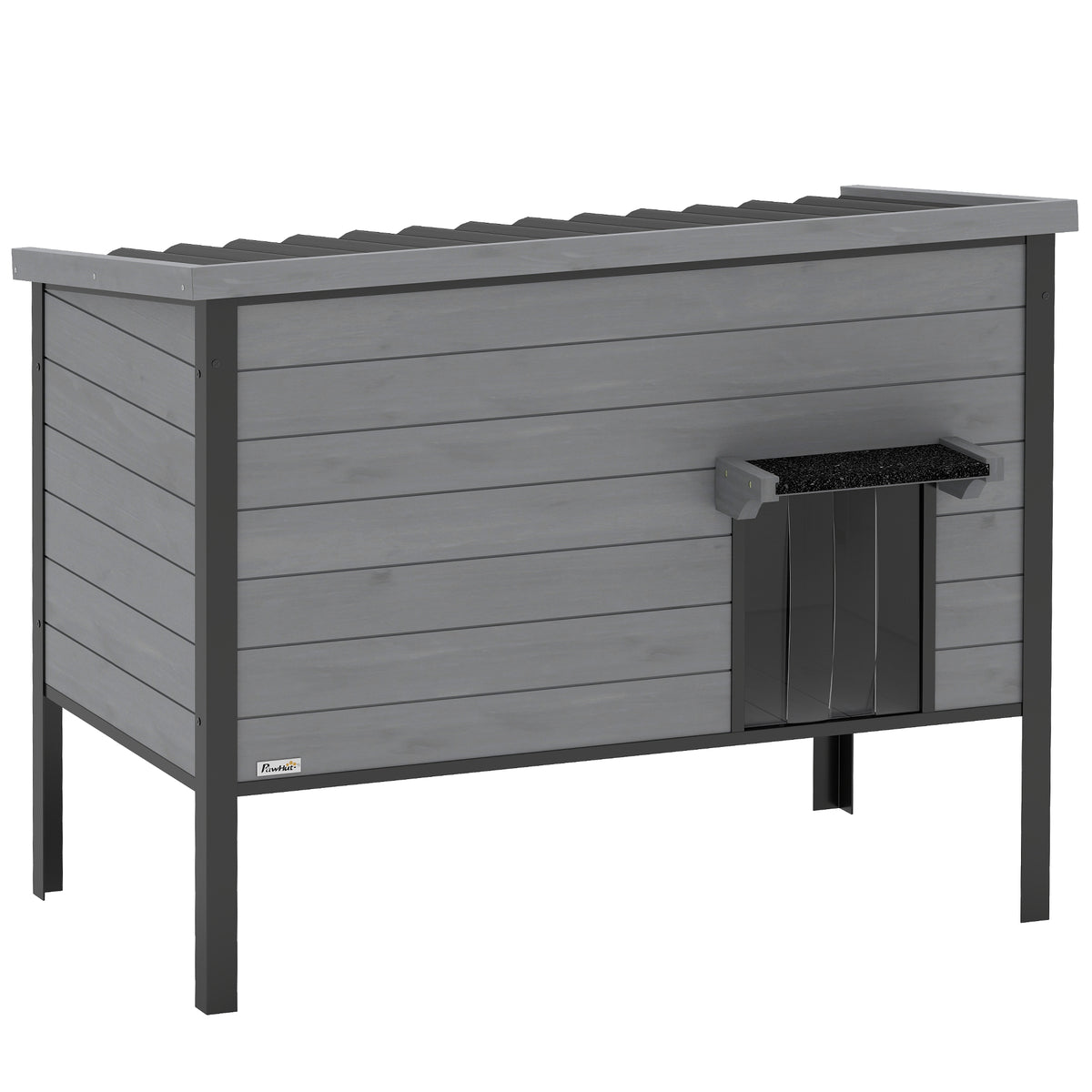 Säänkestävä kissatalo 1–2 kissalle, avattava katto, 85 x 55 x 70 cm, vaaleanharmaa