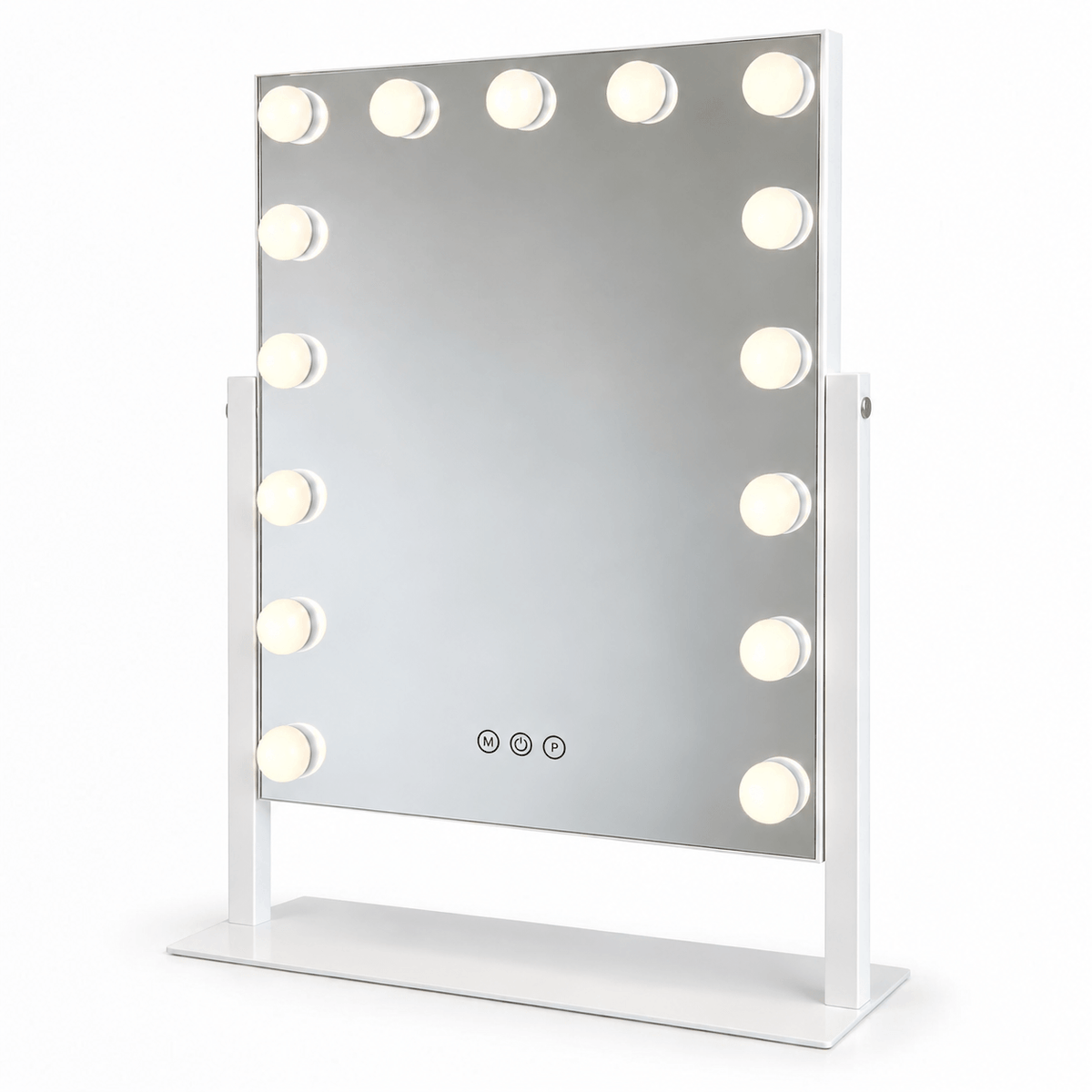 Hollywood-sminkspegel 60 x 45 cm – 15 LED-lampor, vinklingsbar, 3 ljusinställningar