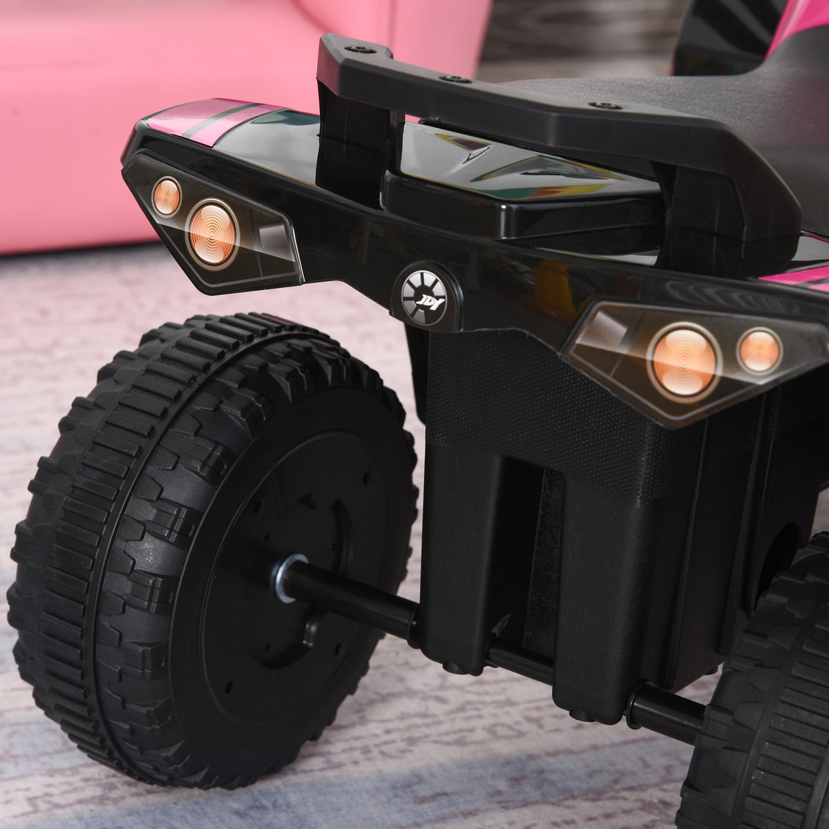 Lasten potkuauto LED-ajovaloilla ja musiikilla, 18–36 kk, pinkki