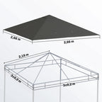 Paksu varakatto 3 x 3 m paviljonkiin, Oxford 370 g/m², UPF30+, harmaa