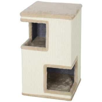 Puoliavoin kaksikerroksinen kissan raapimistorni, 67 cm, beige