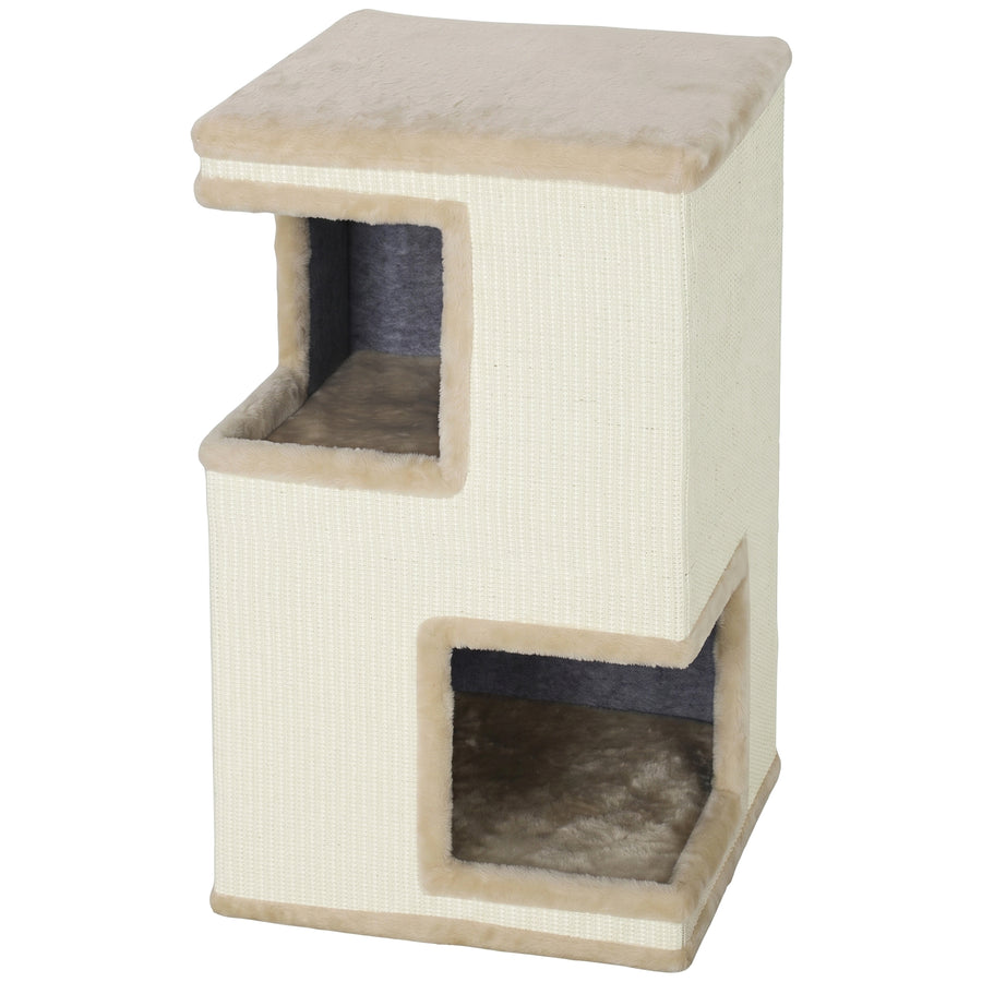 Puoliavoin kaksikerroksinen kissan raapimistorni, 67 cm, beige