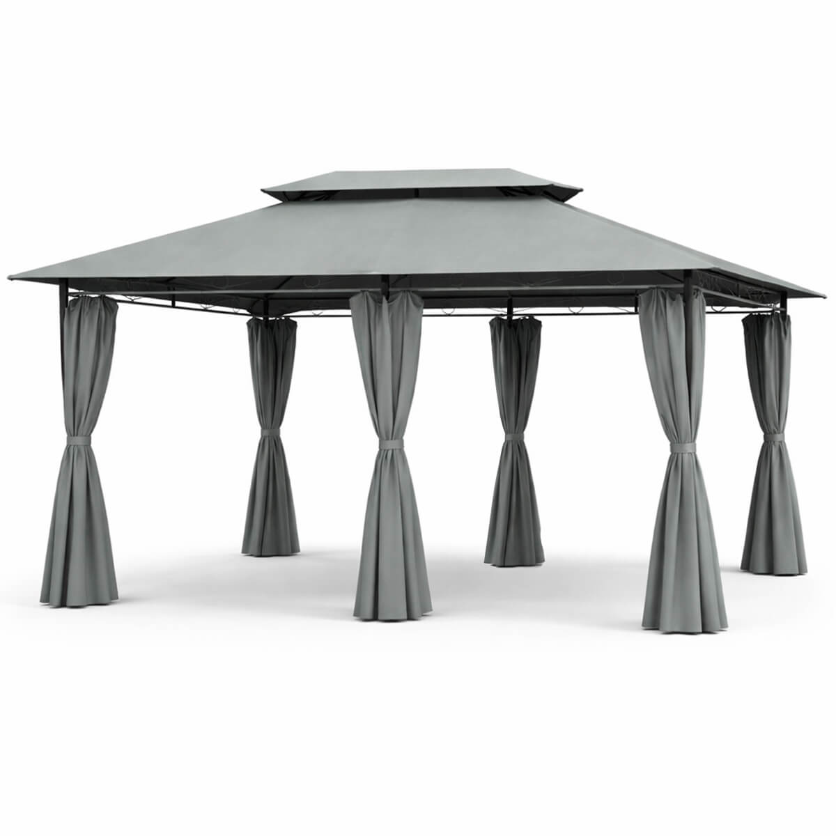 Pihapaviljonki 3 x 4 m – verhot, teräsrunko, PA-päällystetty katto