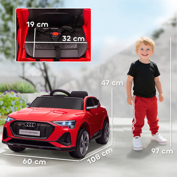 Lasten sähköauto Audi e-tron 12V, kaukosäädin, turvavyö ja musiikki, 3–5 v, punainen