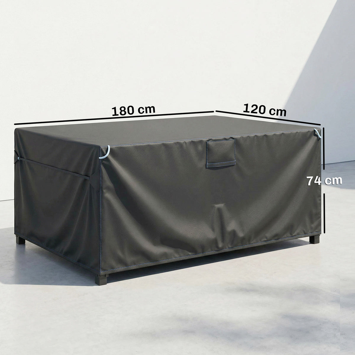 Vedenpitävä suojapeite puutarhakalusteille, 420D Oxford, 180 x 120 x 74 cm, musta
