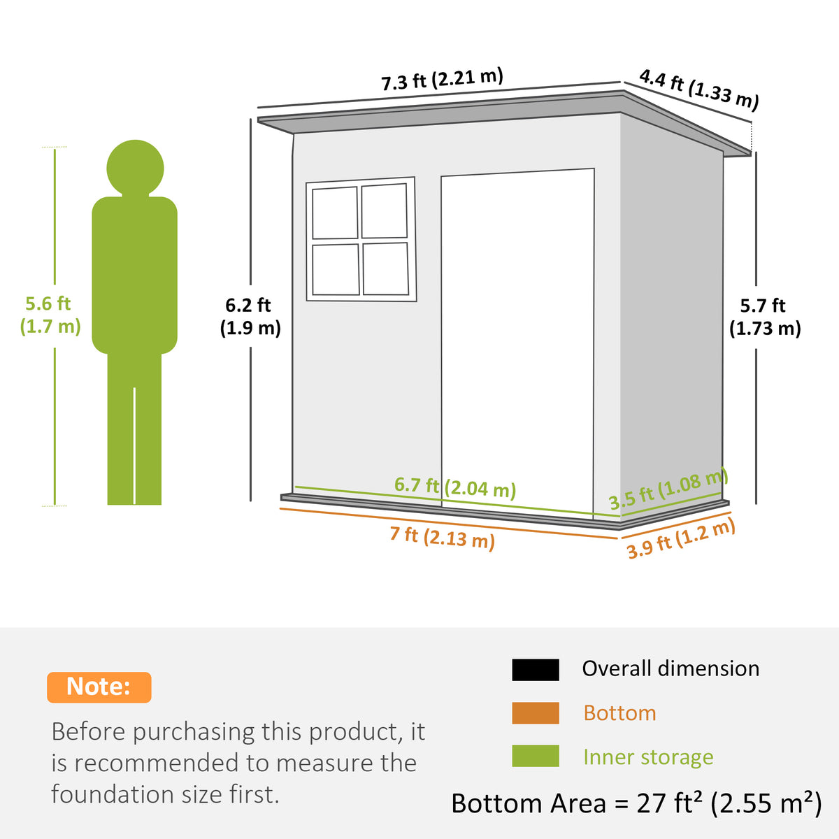 Peltivaja ikkunalla ja leveällä lukittavalla ovella, 2,55 m², tummanharmaa
