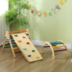 Kiipeilykolmio 5-in-1 rampilla ja kaarisillalla, puu, 18–48 kk