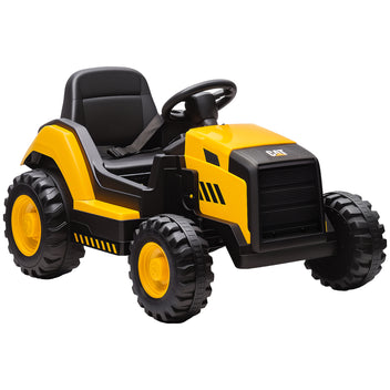 Lasten sähkötyökone CAT 12V, kaukosäädin, Bluetooth-musiikki, takajousitus, 3–6 v, keltainen