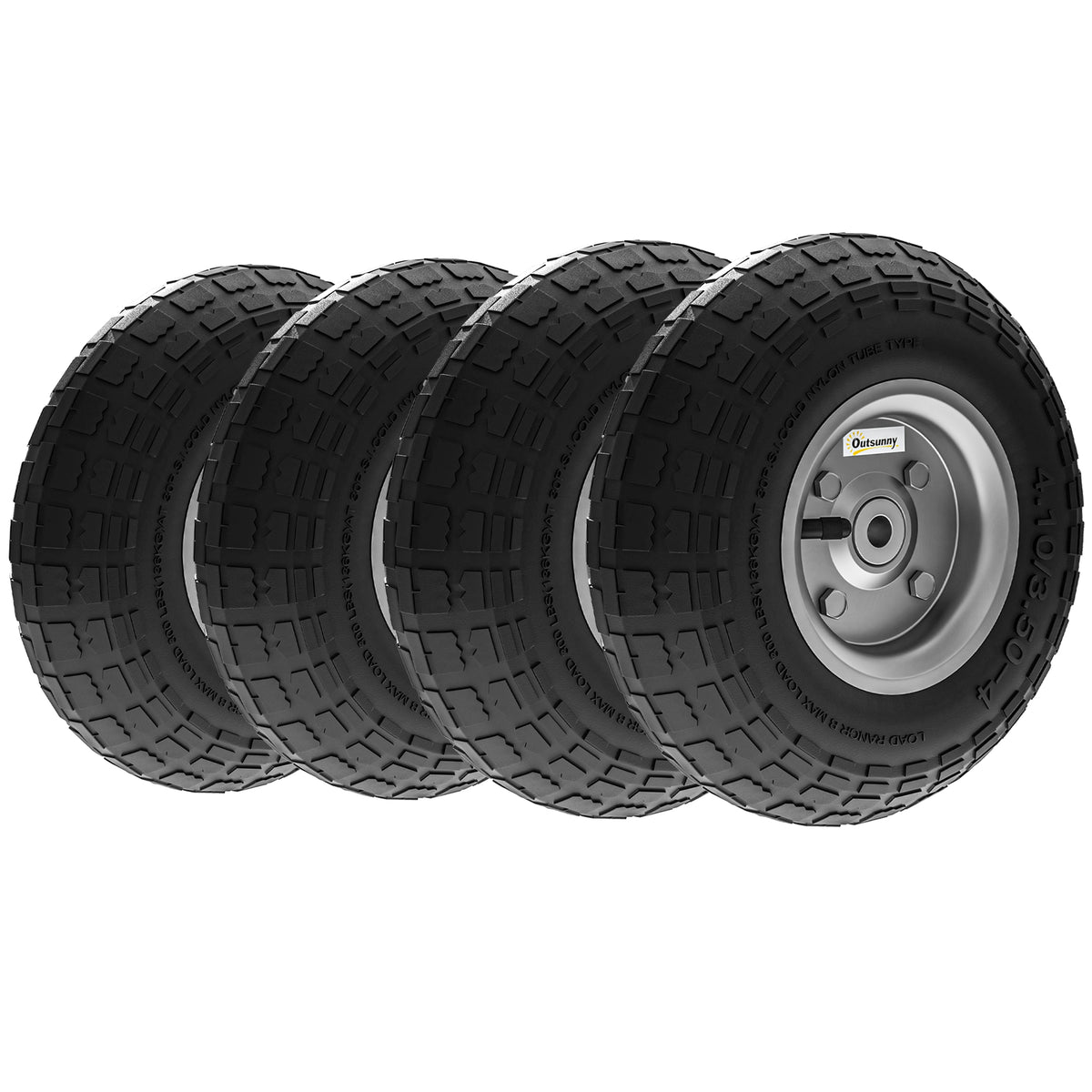 Kottikärryn pyörä 4 kpl, ilmarengas sisärenkaalla Ø 255 mm, laakeroitu, kantavuus 80 kg