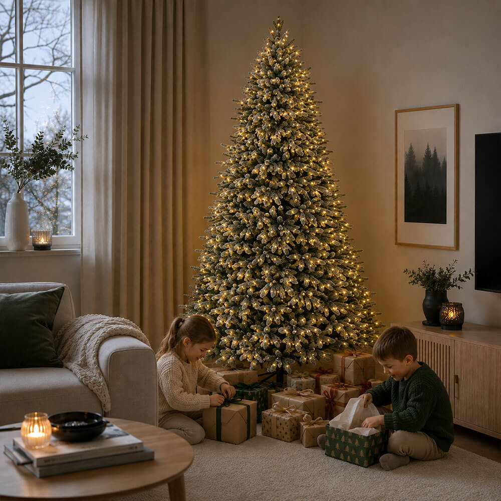 Joulukuusi 210 cm, 1200 oksaa ja PE/PVC-lumihuurre