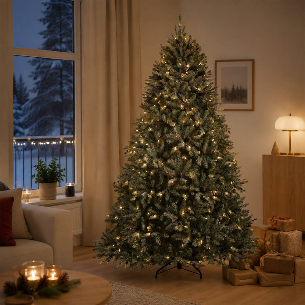 Joulukuusi 210 cm, 1520 oksaa ja lumihuurre