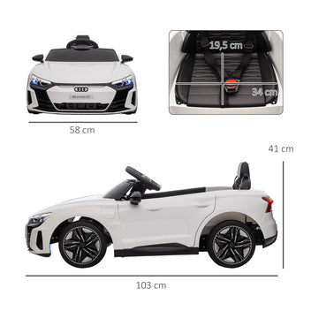 Lasten sähköauto Audi RS e-tron GT, kaukosäädin, turvavyö ja valot, 3–5 v, valkoinen