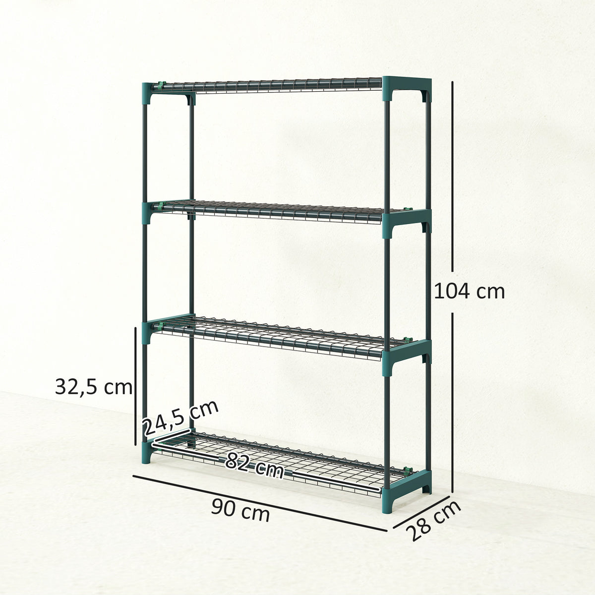 Nelitasoiset kukkahyllyt 2 kpl, 104 cm, tummanvihreä