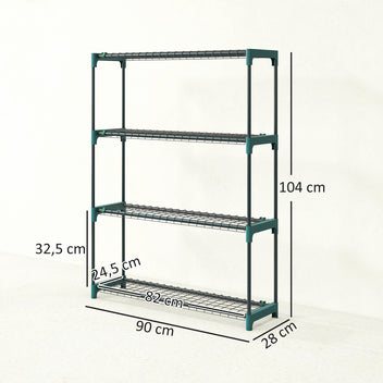 Nelitasoiset kukkahyllyt 2 kpl, 104 cm, tummanvihreä