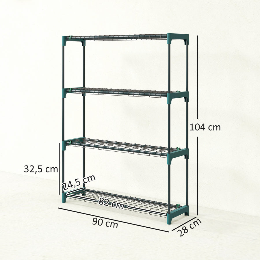 Nelitasoiset kukkahyllyt 2 kpl, 104 cm, tummanvihreä