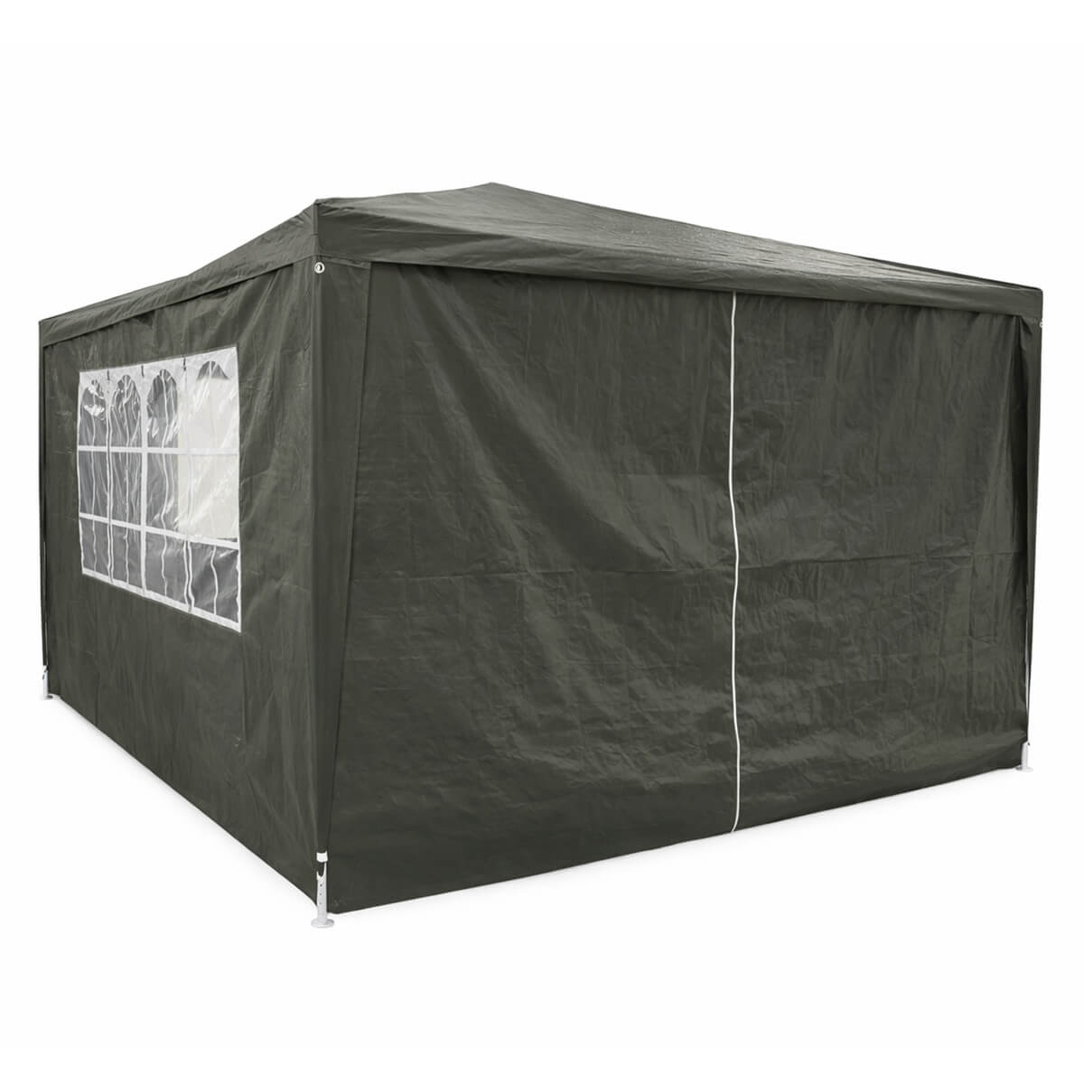 Juhlateltta 3 x 4 m – irrotettavat sivut, PE-kangas, teräsrunko, harmaa