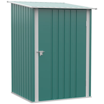 Pieni peltivaja pulpettikatolla ja lukittavalla ovella, 100 x 103 x 160 cm, vihreä