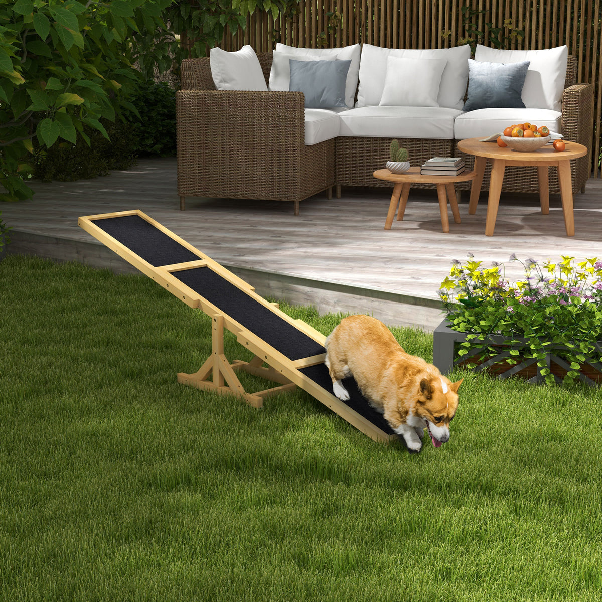 Koiran agility-keinulauta puusta, liukumaton pinta, 180 x 30 x 30 cm, keltainen