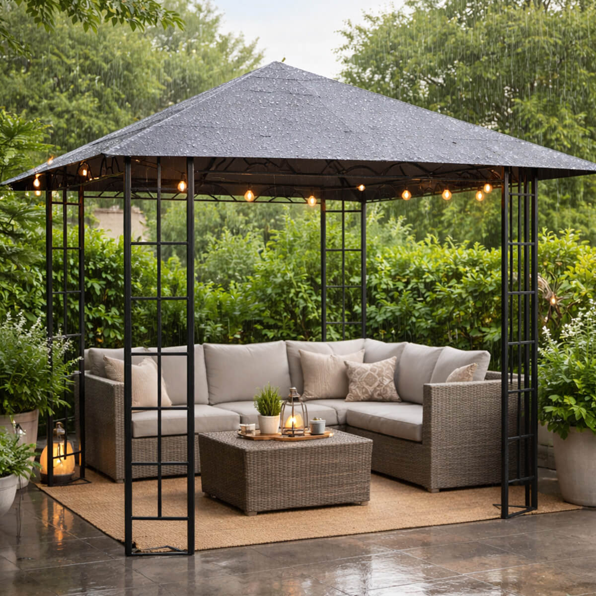 Lund & Leaf KIMI Trädgårdstak / Paviljong för terrass 3x3m, Grå