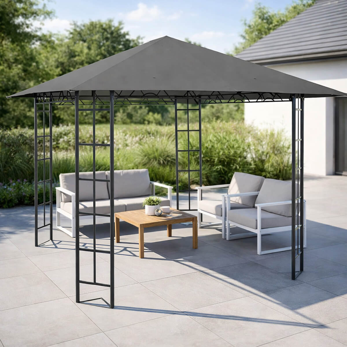 Lund & Leaf KIMI Trädgårdstak / Paviljong för terrass 3x3m, Grå