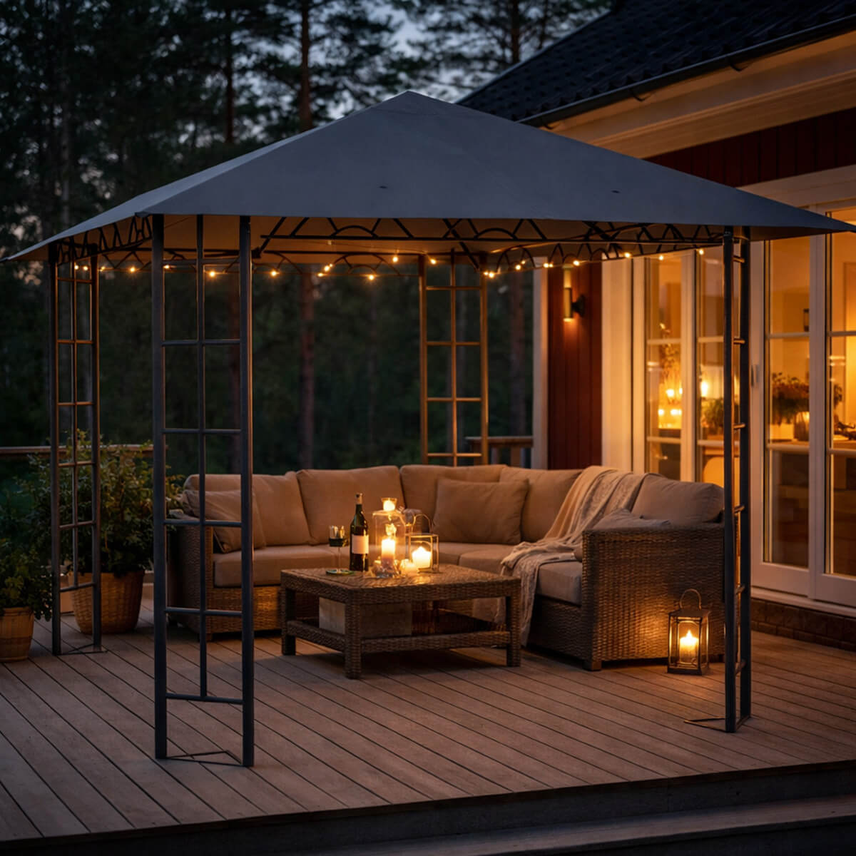 Lund & Leaf KIMI Trädgårdstak / Paviljong för terrass 3x3m, Grå