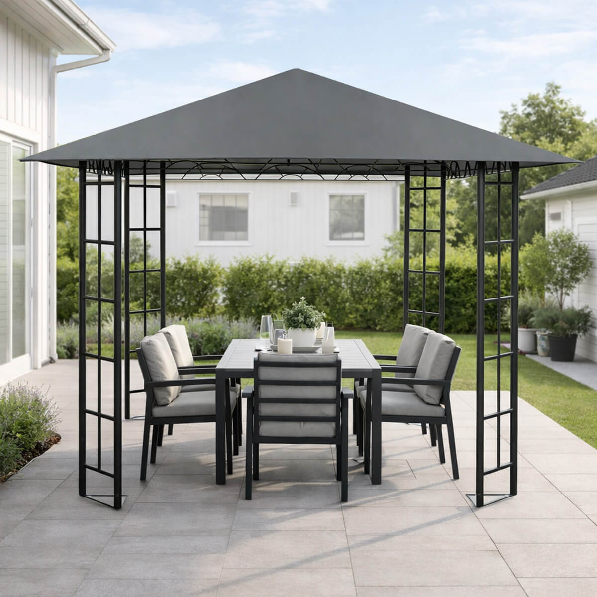 Lund & Leaf KIMI Trädgårdstak / Paviljong för terrass 3x3m, Grå