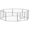 Koiran aitaus 8 paneelia ovella, ruostumaton teräs, korkeus 60 cm, 160 x 160 cm, hopea