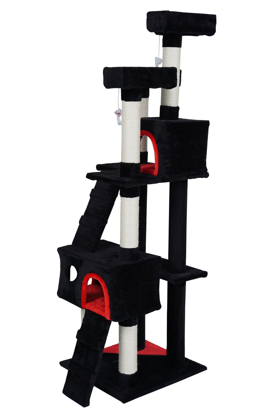Kattklätterträd 170 cm – 2 grottor, 3 nivåer, 9 cm sisalstomme