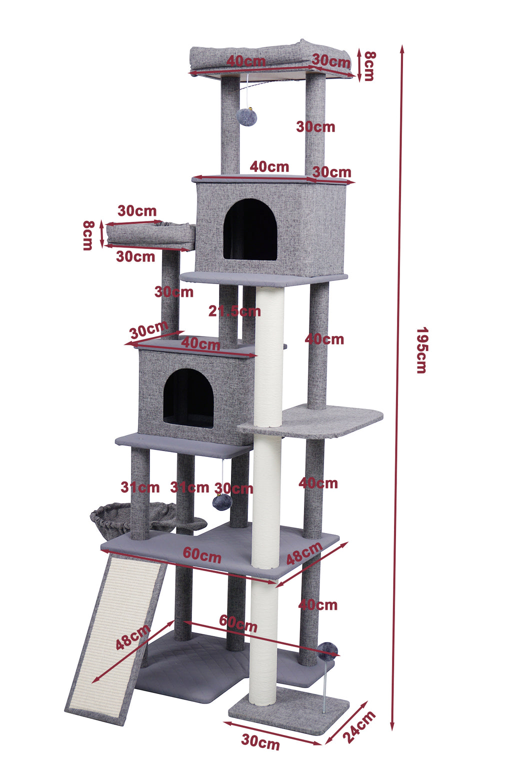 Pohjolan Lemmikkitarvike Kissan raapimispuu 192cm Vaalean harmaa