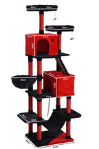 POHJOLAN LEMMIKKITARVIKE Kissojen raapimis-/kiipeilypuu 206 cm, Musta/Punainen