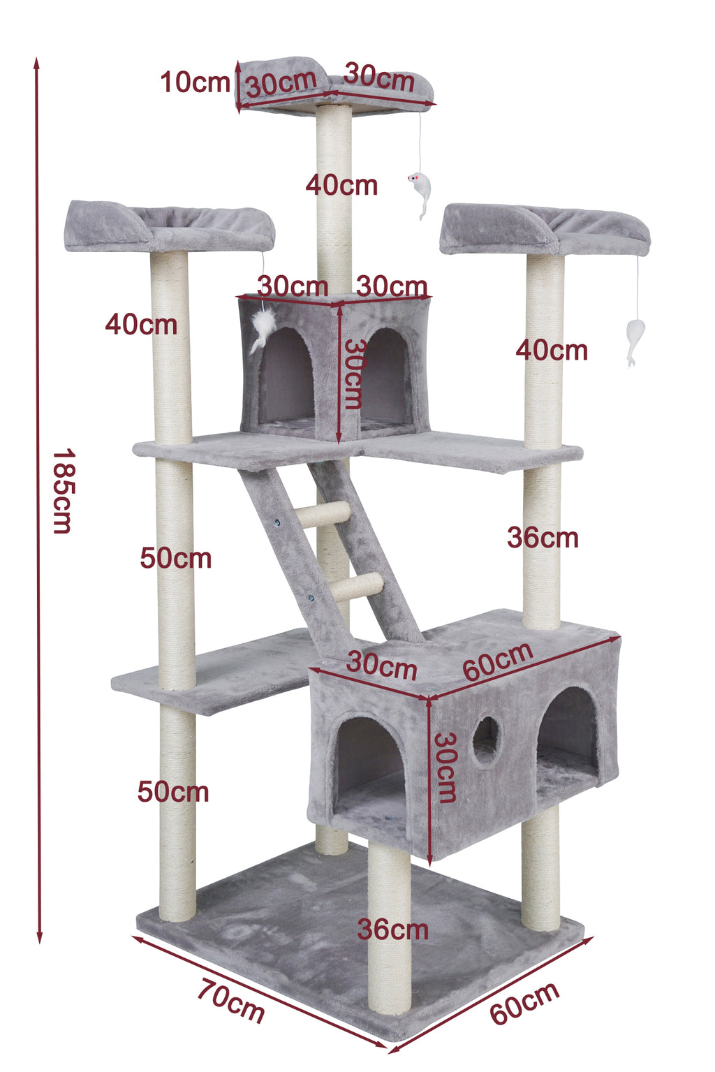 NordDjur Kattklös-/klätterträd 206 cm, ljusgrå