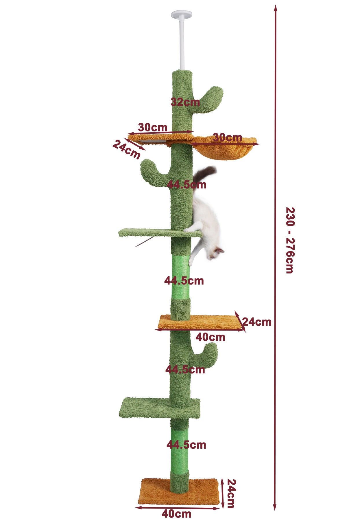 Kattklösbräda 229–275 cm – kaktusmodell, takstöd, grön