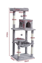 Kattklösbräda 143 cm – gömställe, hängmatta, beige