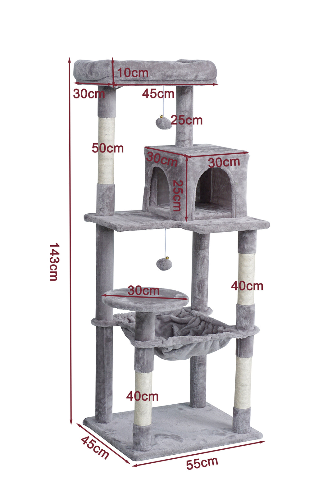 NordDjur Kattklätter-/klösstativ 143 cm, ljusgrå