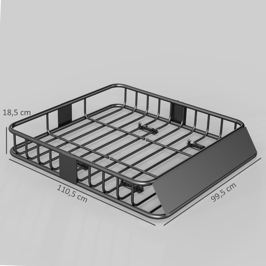 Kattoteline-kori autoon tuulenohjaimella 110,5 x 99,5 cm, teräs, kantavuus 90,7 kg, musta