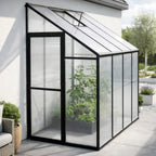 Seinäkasvihuone 242 x 122 x 195 cm – 4 mm polykarbonaatti, 1 mm alumiinirunko, musta