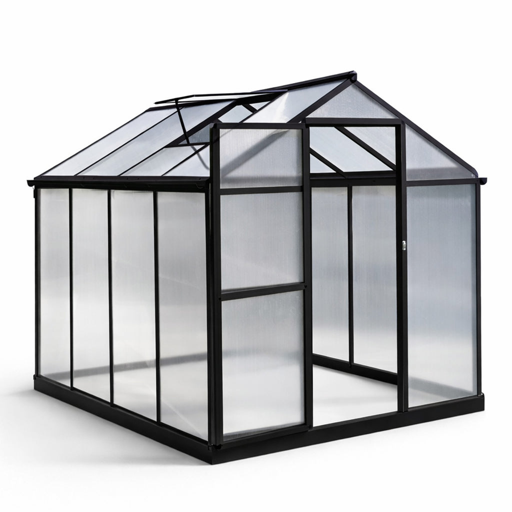 Växthus 4,6 m² – 4 mm cellplåt, sockel, aluminiumram